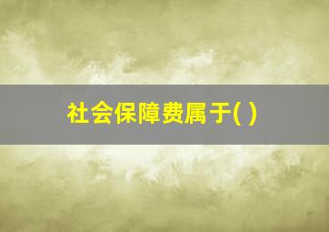 社会保障费属于( )